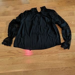 NWOT Black lace sleeve blouse